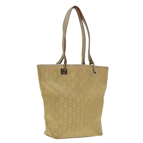 GUCCI GG Canvas Shoulder Bag Gold Tone Gold - Picture 1 of 15